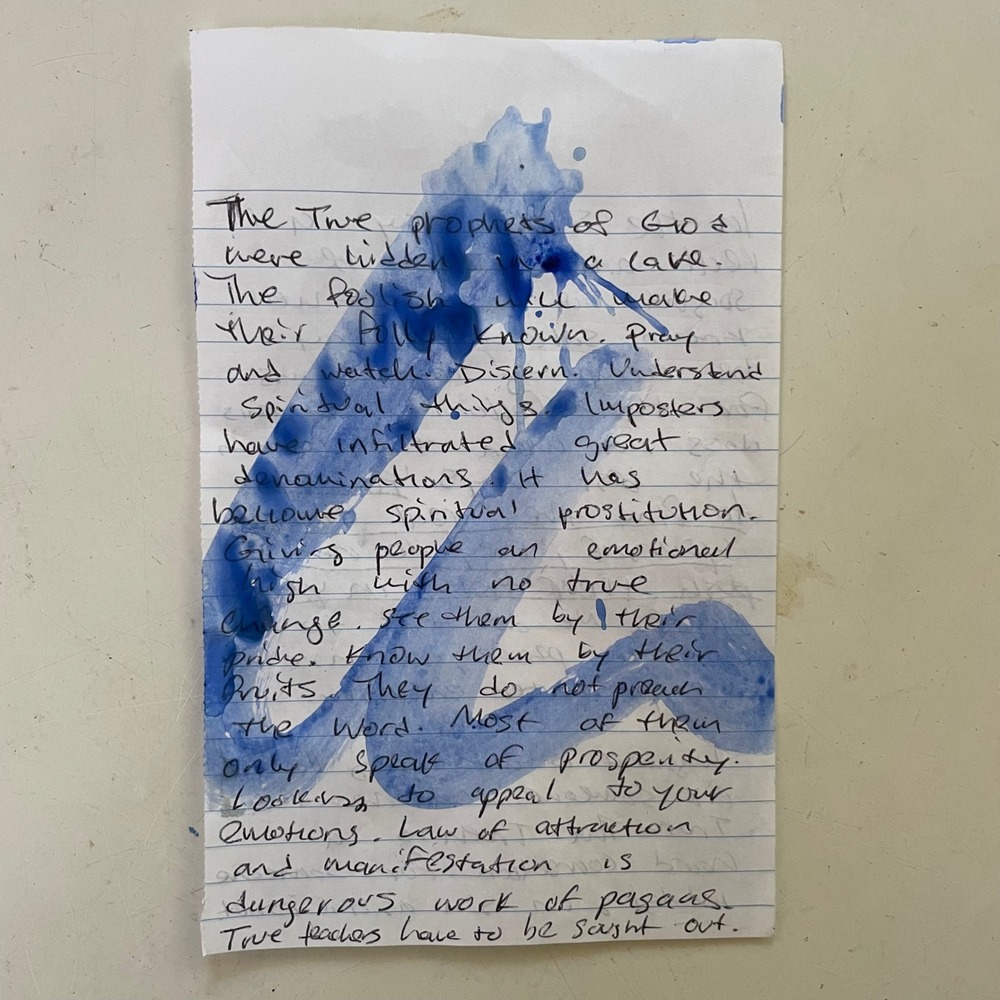 OMAN Original Artwork Study Spiritual Devotional Blue Ink Mixed Media 4.5x7